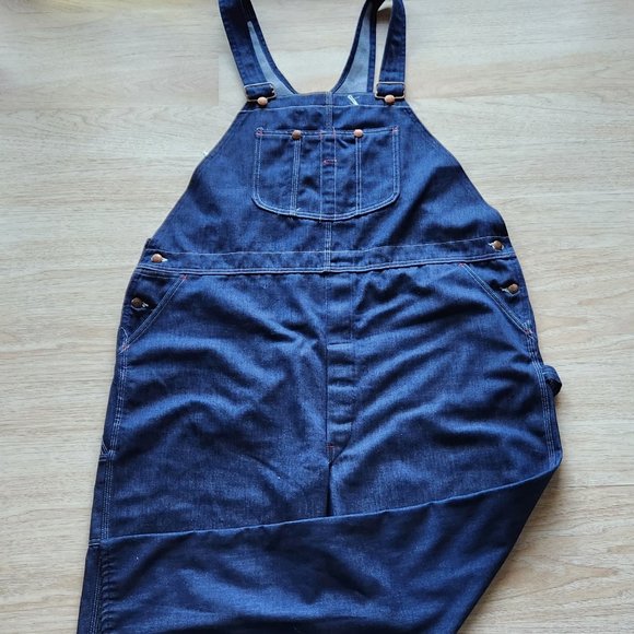 Vintage Montgomery Ward Blue Denim Work Overalls Bib Made in USA - Picture 2 of 9